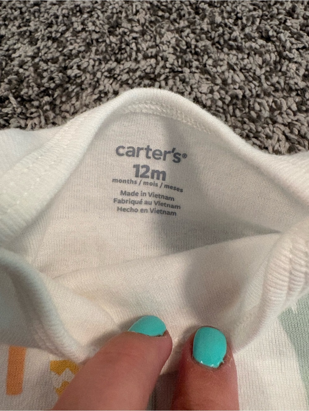 Carter's White Baby Bodysuit with Mint Accents - Picture 4 of 4